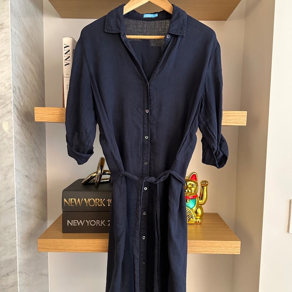 J.McLaughlin Miranda Linen Belted Shirt Dress, Medium, with pockets!